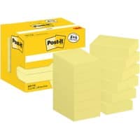 Post-it Zelfklevende memoblaadjes 653-Y12 38 x 51 mm 100 Vellen per blok Geel Pak van 12 (8+4 gratis)