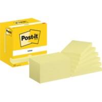 Post-it Zelfklevende memoblaadjes 655-CY 76 x 127 mm 100 Vellen per blok Geel Pak van 12