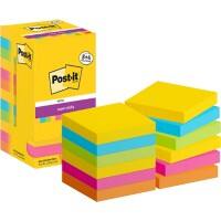 Notes Super Sticky Post-it Carnival Collection Carré 76 x 76 mm Page blanche Assortiment 654-SSCARN-P8/+4 90 feuilles Pack économique 8+4 gratuit