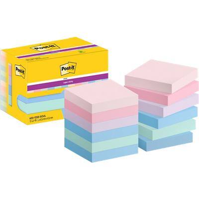 Post-it Super Sticky Notes 622-12SS-SOUL 47,6 x 47,6 mm 90 Vellen per blok Blauw, groen, paars , roze Vierkant Pak van 12