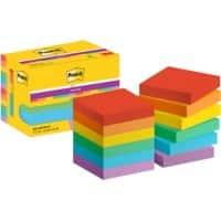 Post-it Super Sticky Notes 622-12SS-PLAY 47,6 x 47,6 mm 90 Vellen per blok Blauw, geel, groen, paars, oranje, rood Vierkant Effen Pak van 12