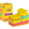 Post-it Super Sticky Z-Notes R330-SSCARN-P8+4 76x 76 mm 90 Vellen per blok Blauw, geel, groen, oranje, roze, Pak van 12 (8+4 gratis)