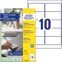 Étiquettes multifonctions Avery L4744REV-10 Adhésif A4 Blanc 9,6 x 32,7 x 5,08 cm 10 Feuilles de 10 Étiquettes