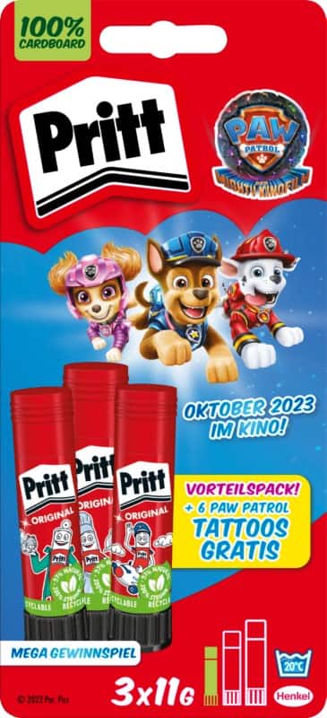 Pritt Lijmstift Paw Patrol 33 g Transparant 2892634 3 Stuks à 11 g