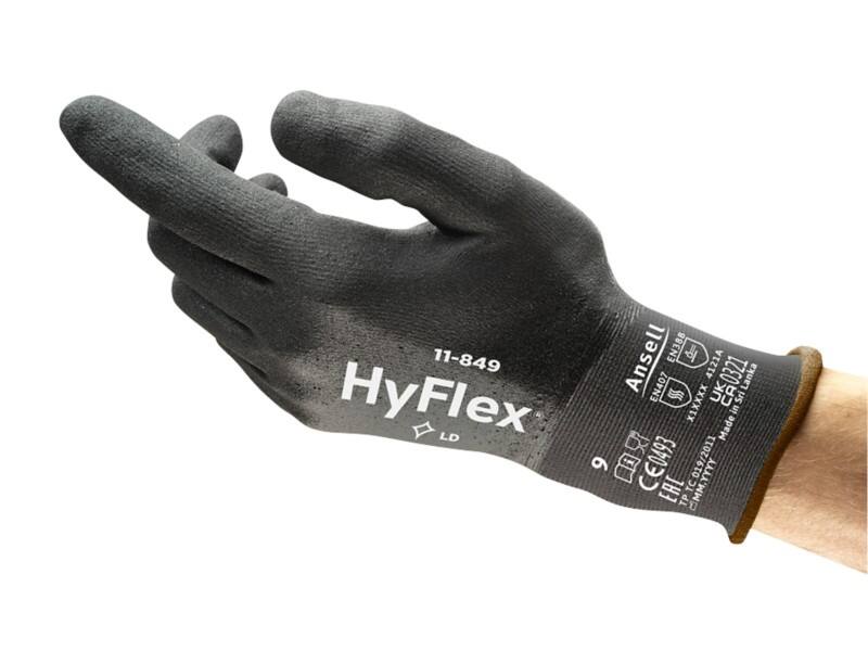 Ansell HyFlex Mechanical Protection Werkhandschoenen Foam, Nitrile Maat 10 Zwart 12 Paar