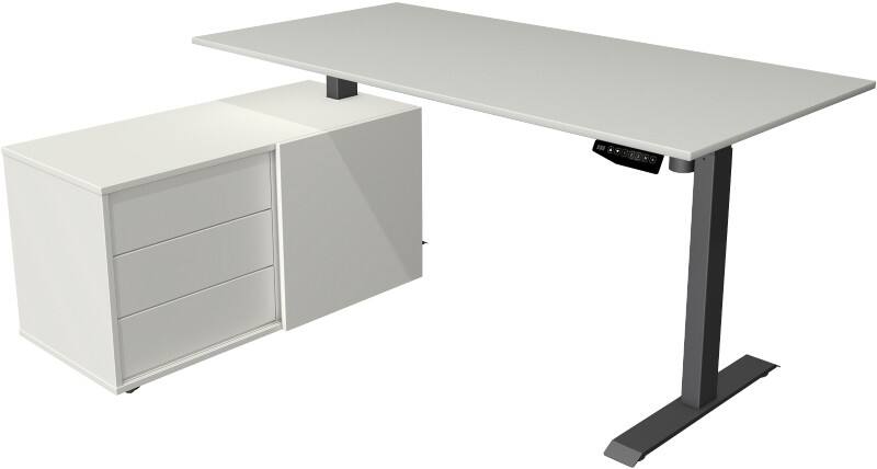 Kerkmann Move 1 Zit-sta-bureau Rechthoekig Lichtgrijs T-Voet 3 Lades 1.650 (B) x 1.350 (D) x 1.230 (H) mm Melamine, staal
