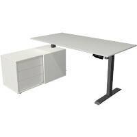 Bureau assis-debout Kerkmann Move 1 Rectangulaire Gris clair T-Pied 3 Tiroirs 1650 (L) x 1350 (P) x 1230 (H) mm Acier, Mélamine