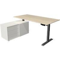 Bureau assis-debout Kerkmann Move 1 Rectangulaire Érable T-Pied 3 Tiroirs 1650 (L) x 1350 (P) x 1230 (H) mm Acier, Mélamine