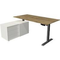 Bureau assis-debout Kerkmann Move 1 Forme en L Hauteur ajustable électriquement Acier, Mélamine Anthracite, brun 165 x 135 x 123 cm