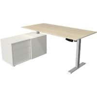 Bureau assis-debout Kerkmann Move 1 Forme en L Hauteur ajustable électriquement Acier, Mélamine Argenté, beige 165 x 135 x 123 cm