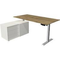 Kerkmann Zit-sta-bureau Move 1 L-vormig Elektrisch Hoogteverstelbaar Melamine; staal Zilver Eiken 1,650 x 1,350 x 1,230 mm