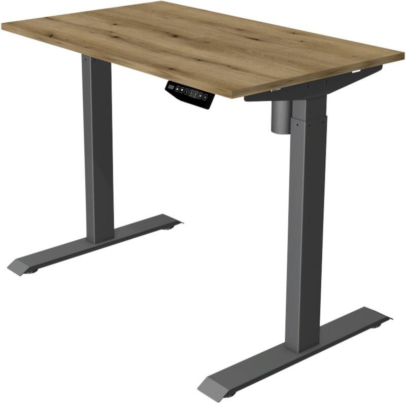 Kerkmann Move 1 Zit-sta-bureau Rechthoekig Eiken T-Voet 1.000 (B) x 600 (D) x 1.230 (H) mm Melamine, staal