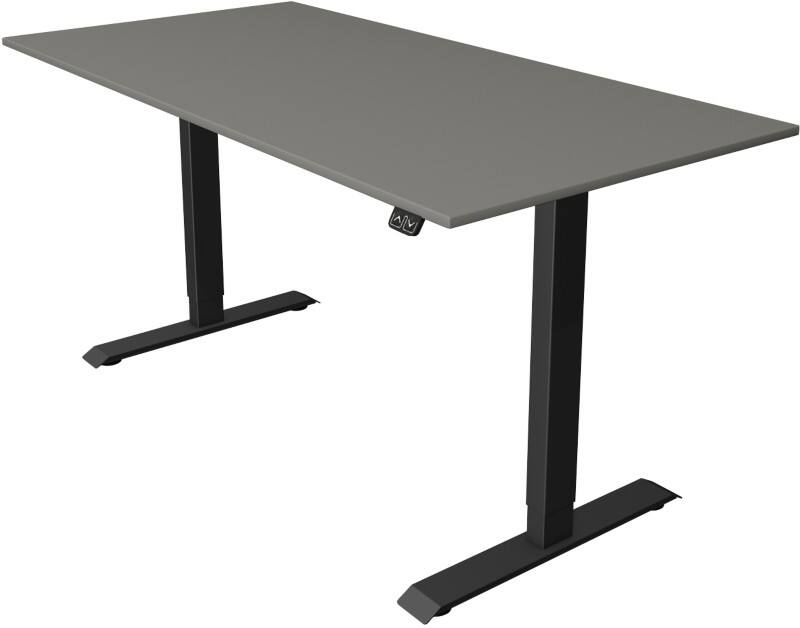 Bureau assis-debout Kerkmann Move 1 Rectangulaire Graphite T-Pied 1600 (L) x 800 (P) x 1230 (H) mm Acier, Mélamine