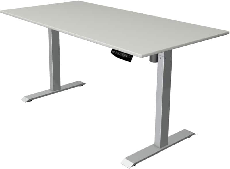 Kerkmann Move 1 Zit-sta-bureau Rechthoekig Lichtgrijs T-Voet 1.600 (B) x 800 (D) x 1.230 (H) mm Melamine, staal