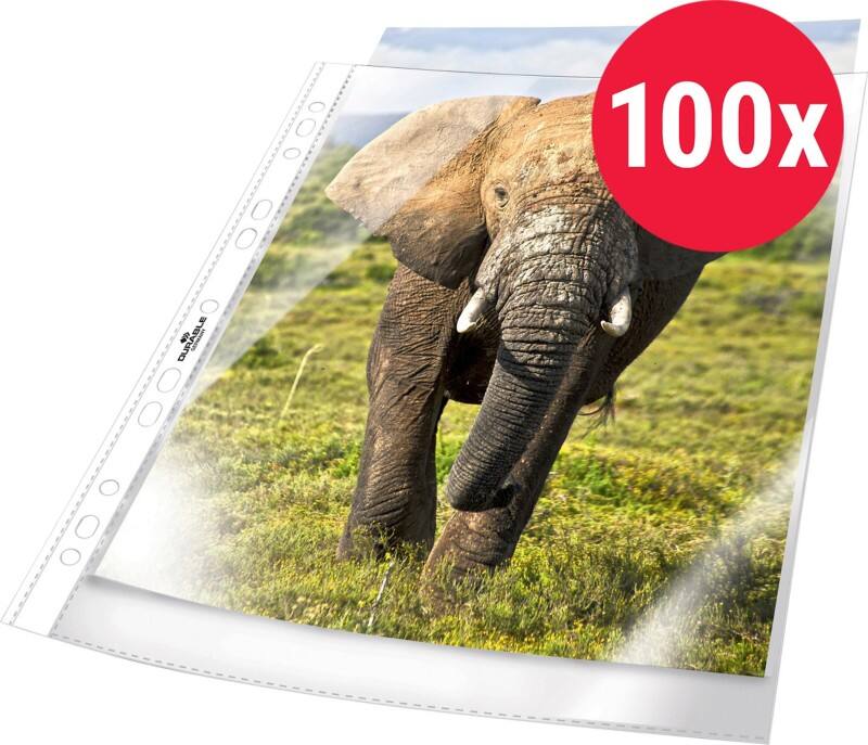 Pochettes perforées DURABLE Business  A4 Granuleux Transparent 60 microns PP (Polypropylène) Ouverture par le haut 11 perforations 2658 100 unités