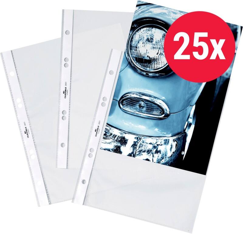 DURABLE Business Showtassen A5 Glashelder Transparant 60 micron PP (Polypropeen) Boven 6 Gaten 2651 25 Stuks