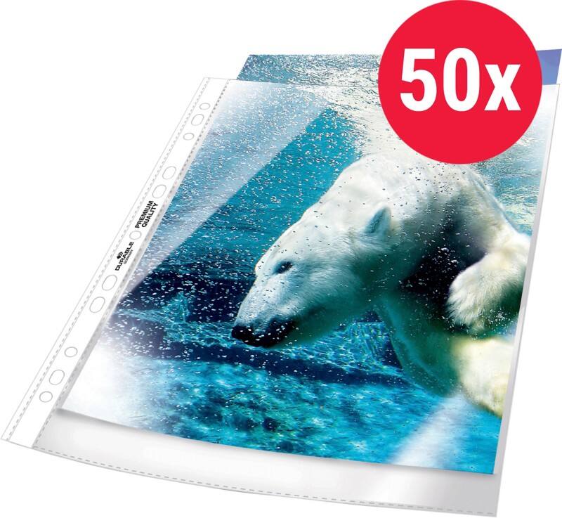 DURABLE Premium Showtassen A4 Glashelder Transparant 80 micron PP (Polypropeen) Boven 11 Gaten 267719 50 Stuks