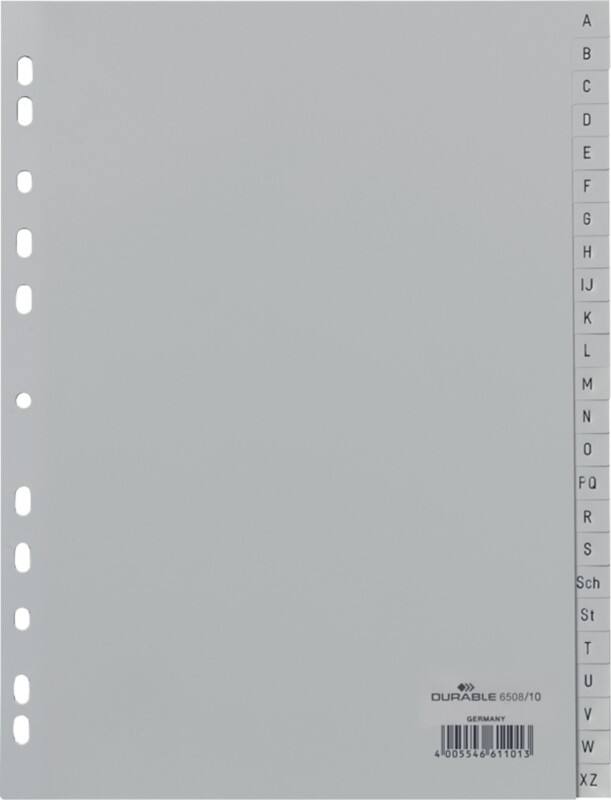 Intercalaires alphabétiques A - Z DURABLE A4 Gris 24 intercalaires PP (Polypropylène) 11 Perforations 6508