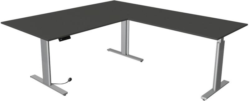 Bureau assis-debout Kerkmann Move 3 Tube En forme de L Anthracite T-Pied 3 Tiroirs 2000 (L) x 2200 (P) x 1200 (H) mm