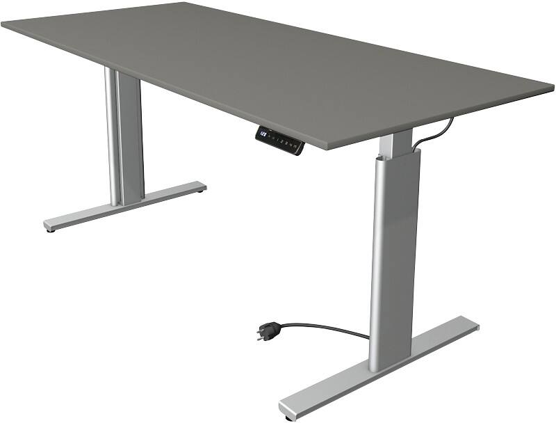 Bureau assis-debout Kerkmann Move 3 Tube Rectangulaire Graphite T-Pied 1800 (L) x 800 (P) x 1200 (H) mm