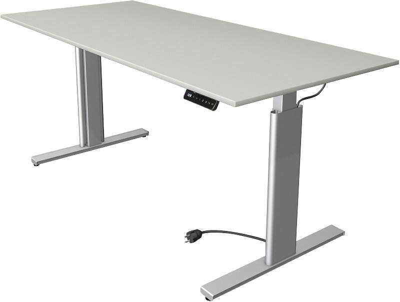 Bureau assis-debout Kerkmann Move 3 Tube Rectangulaire Gris clair T-Pied 1800 (L) x 800 (P) x 1200 (H) mm