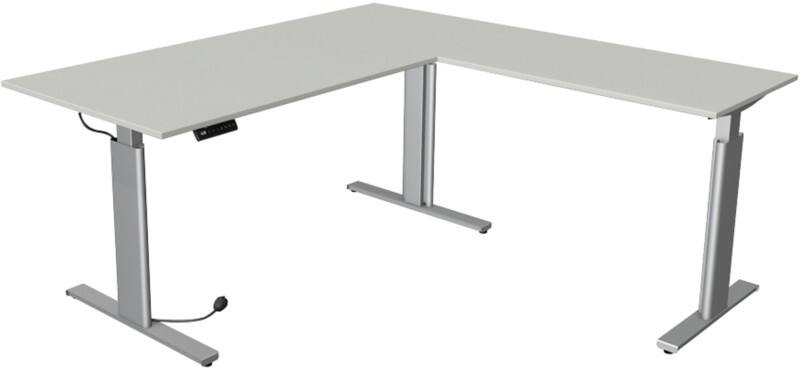 Bureau assis-debout Kerkmann Move 3 Tube En forme de L Gris clair T-Pied 1800 (L) x 1800 (P) x 1200 (H) mm