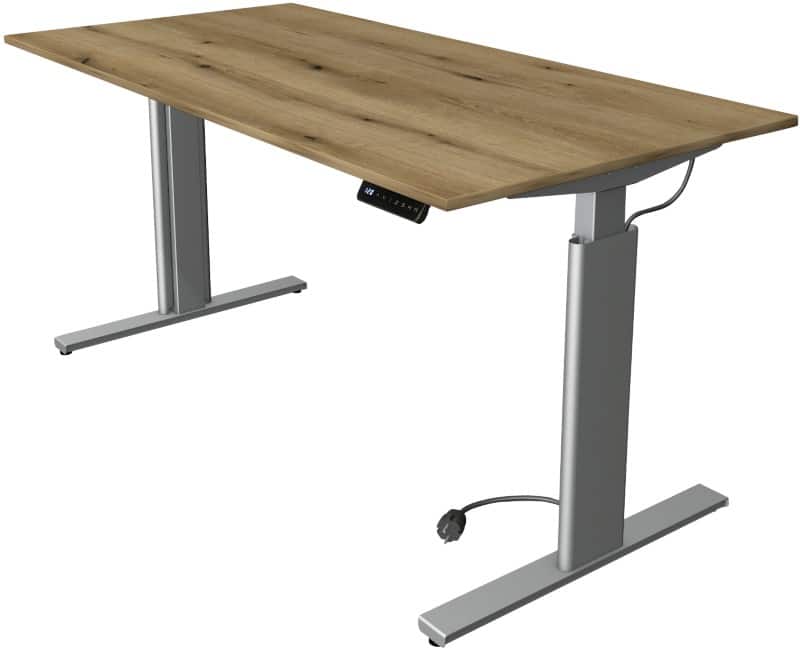 Kerkmann Move 3 Tube Zit-sta-bureau Rechthoekig Eiken T-Voet 1.600 (B) x 800 (D) x 1.200 (H) mm