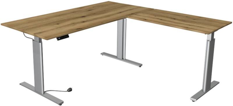 Bureau assis-debout Kerkmann Move 3 Tube En forme de L Chêne T-Pied 1800 (L) x 1800 (P) x 1200 (H) mm