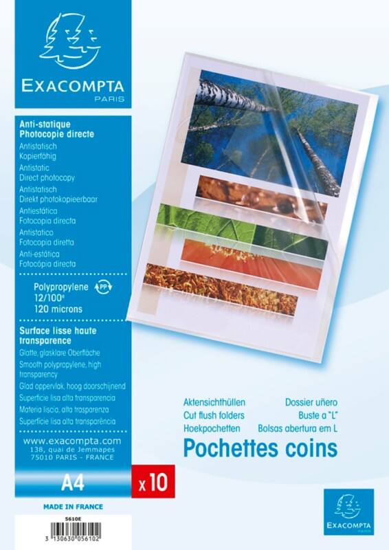 Exacompta L-map A4 Transparant PP (Polypropeen) 120 micron 10 Stuks