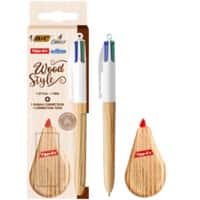 Designset Wood Style BIC 4 Colours + Tipp-Ex Mini Pocket Mouse correctieroller in houtstijl