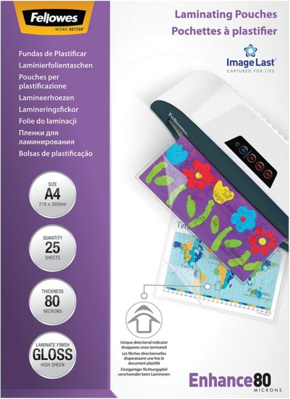 Fellowes ImageLast Lamineerhoezen A4 Glanzend 80 micron Transparant Pak van 25