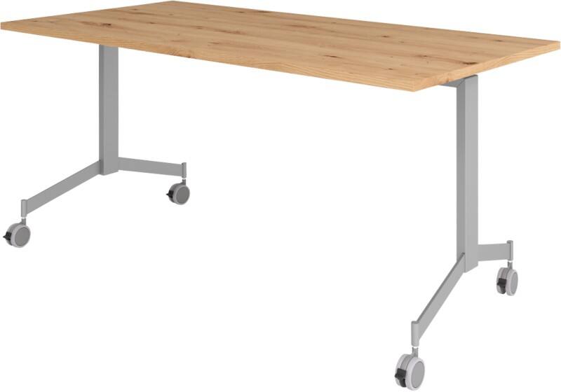 Table pliante Hammerbacher Chêne Bois, Métal Argenté 1600 x 800 x 750 mm