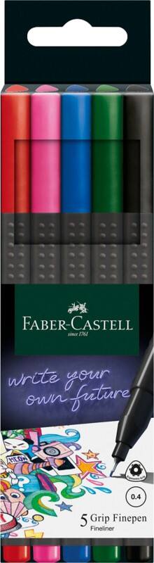 Faber-Castell Grip Fineliner 0,4 mm Kleurenassortiment 5 Stuks