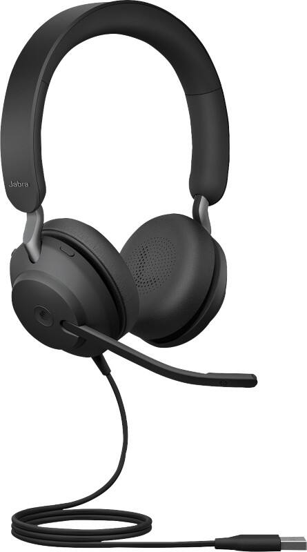 Casque pour téléphone Jabra Evolve2 40 Avec fil USB Avec Microphone Stéréo Noir