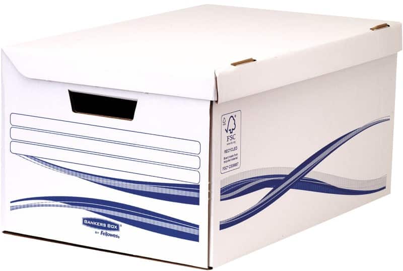Caisse archives Bankers Box Carton BASIC Blanc 350mm x 260mm x 526mm 10 Unités