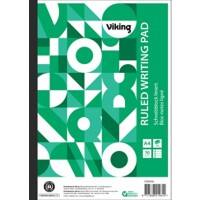 Bloc-notes Viking A4 Ligné Collé Reliure supérieure Papier Couverture souple Vert 200 Pages