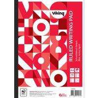 Bloc-notes Viking A4 Ligné Collé Reliure latérale Papier Couverture souple Rouge Sans perforation 400 Pages 5 Unités