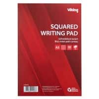 Bloc-notes Viking A5 Quadrillé Collé Reliure supérieure Papier Couverture souple Rouge Perforé 100 Pages 5 Unités