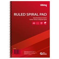 Cahier Viking A5 Ligné Reliure spirale Reliure latérale Papier Couverture souple Rouge Perforé 100 Pages 5 Unités