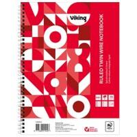 Cahier Viking A4+ Ligné Reliure à double fil Reliure latérale Papier Couverture souple Rouge Perforé 160 Pages 5 Unités