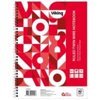 Cahier Viking A4+ Ligné Reliure à double fil Reliure latérale Papier Couverture souple Rouge Perforé 160 Pages 5 Unités