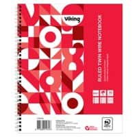 Cahier Viking A5+ Ligné Reliure à double fil Reliure latérale Papier Couverture souple Rouge Perforé 160 Pages 5 Unités