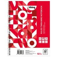 Cahier Viking A5+ Ligné Reliure à double fil Reliure latérale Papier Couverture souple Rouge Perforé 160 Pages 5 Unités