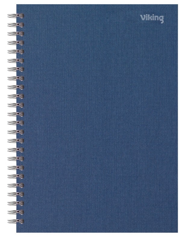 Cahier Viking A5 Ligné Reliure à double fil Reliure latérale Papier Dos cartonné Bleu marine Perforé 160 Pages