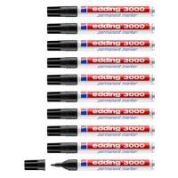 edding 3000 Permanentmarker Medium Ronde punt 1,5 - 3 mm Zwart Navulbaar Waterbestendig 10 Stuks