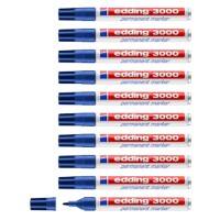 edding 3000 Permanent marker Medium Ronde punt Blauw Pak van 10