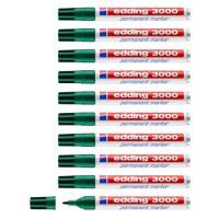 edding 3000 Permanent marker Medium Ronde punt Groen Pak van 10