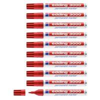 edding 3000 Permanent marker Medium Ronde punt Rood Pak van 10