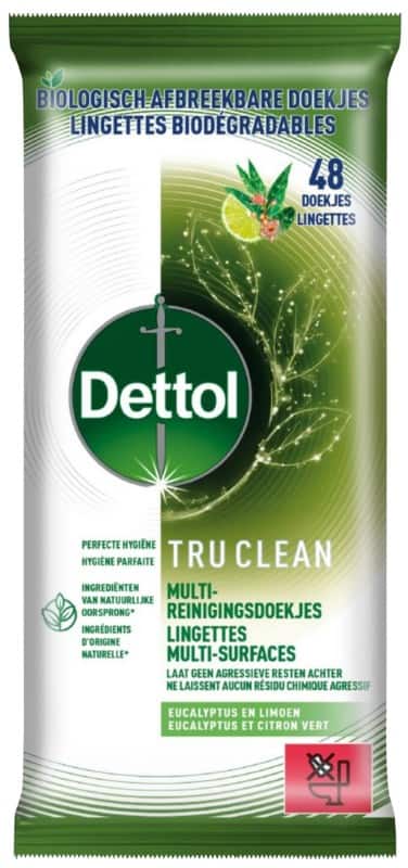 Dettol Tru Clean Schoonmaakdoekjes Eucalyptus + limoen Pak met 48 doekjes