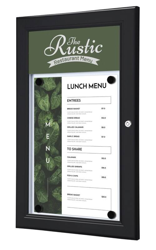 Porte-affiche SHOWDOWN Magnétique A4 Montage mural à l'aide de vis Verrouillable 29 (l) x 47,7 (H) cm Noir